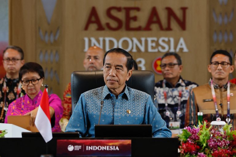 Indonesian President Joko Widodo attends the 15th Indonesia-Malaysia-Thailand Growth Triangle Summit on the sidelines of the ASEAN Summit in Labuan Bajo, Indonesia, on May 11. (AFP)