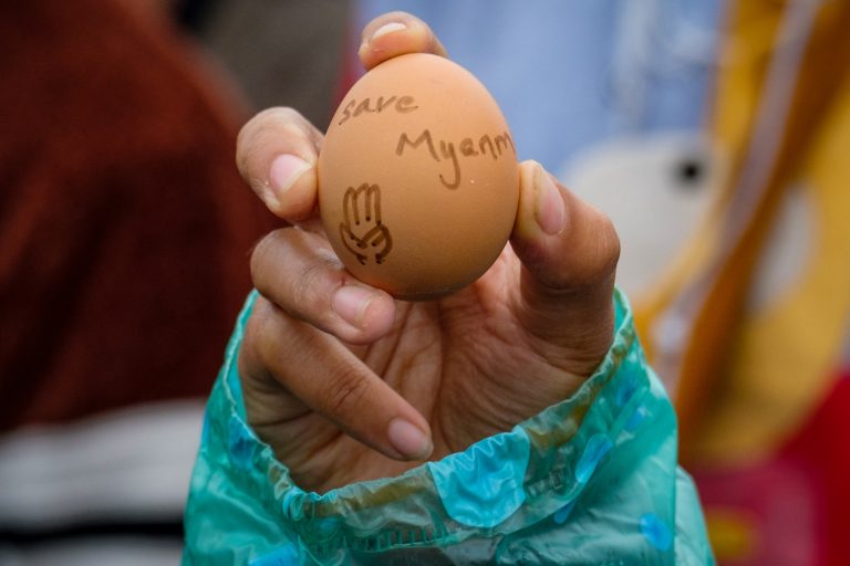 As security forces continue to use deadly force on protesters, people resisting military rule have turned to more creative methods, the latest of which involves eggs to coincide with Easter. (AFP)