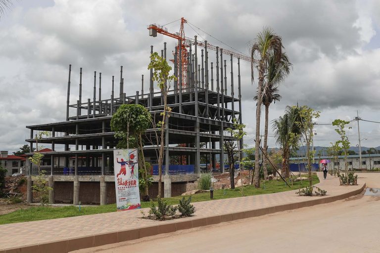 A building not included in Myanmar Yatai's MIC permit is under construction at Shwe Kokko in July 2019. (Nyein Su Wai Kyaw Soe | Frontier)