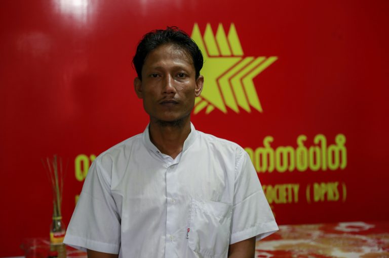 U Hla Win was disqualified mid-campaign while running for a Yangon regional parliament seat for the Democratic Party for a New Society. He is part of a slew of late disqualifications made on the basis of a discriminatory legal framework for determining citizenship in Myanmar. (Nyein Su Wai Kyaw Soe | Frontier)