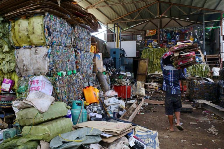 A recycling factory in Kayin State's Myawaddy, in September. (Wanna Taemthong)