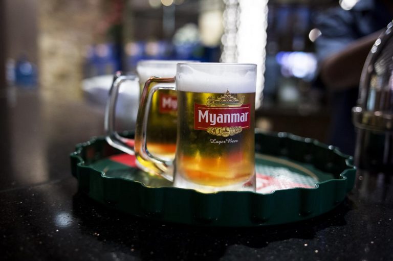 Ubiquitous in food shop coolers and on bar taps throughout the country, Myanmar Beer proceeds are split by Japanese firm Kirin Holdings and the military-owned Myanmar Brewery.